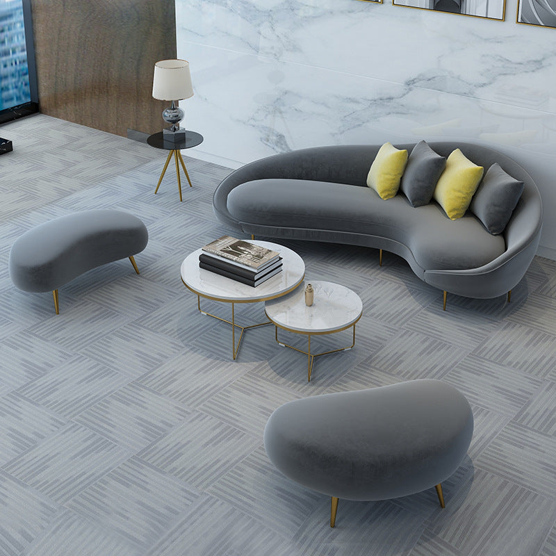 Minimalist modern three-seater moon sofa office set - business reception creative sofa and coffee table combination