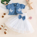 new girls' bowknot suspender dress set - spring/summer korean style mesh skirt two-piece kids' princess dress