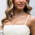 European and american cross-border summer seaside starfish and conch necklace for women multi-layered design sense vacation imitation pearl clavicle chain