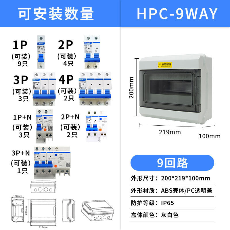 HPC4-54 circuit, distribution box, empty switch box, industrial household socket, power box, surface circuit breaker, lighting box