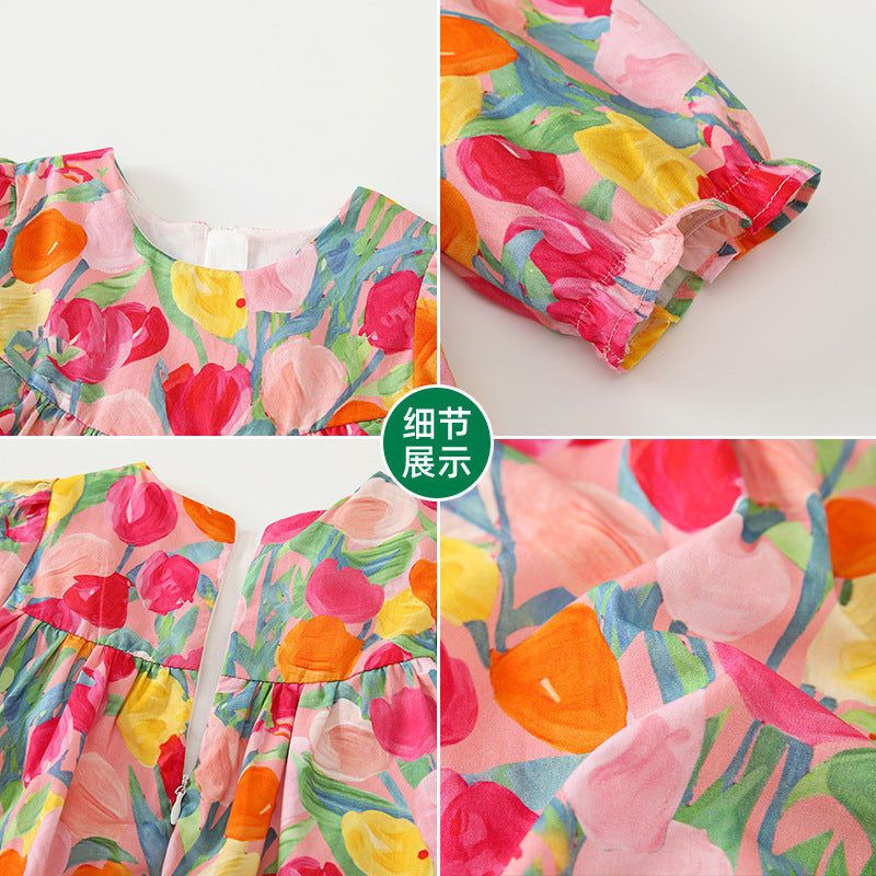 Girls' spring/autumn dress , trendy kids' long-sleeve princess dress, class a sweet style, baby girl dress