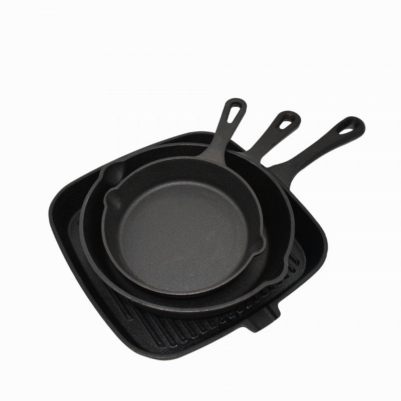 Cast iron pan Striped steak pot set Mini frying pan Flat bottom non-stick pan Old style thickened omelette pan Large iron pan