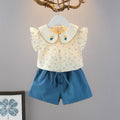 Girls' summer outfit set -  new fashionable two-piece short-sleeve set for baby girls