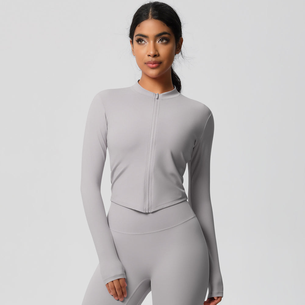 Naked-feel compression zip-up top - quick-dry yoga shirt, perfect for layering, casual wear, running, and fitness. customization available