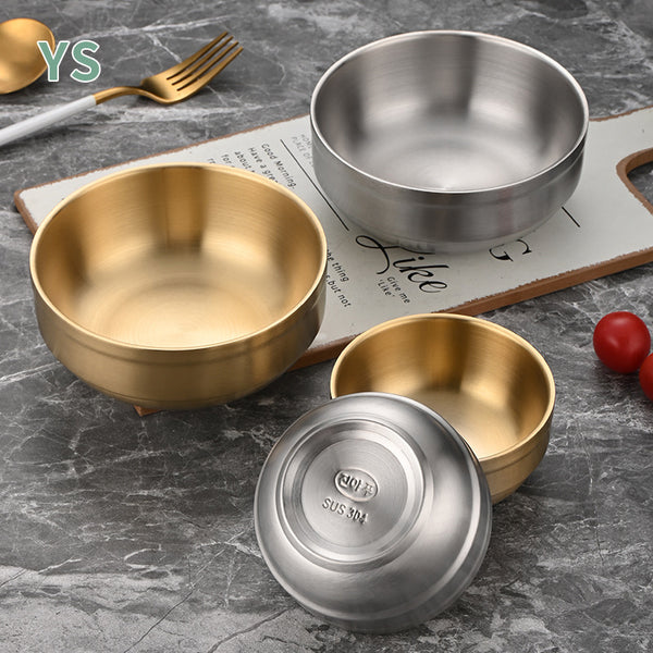 Rice Bowl, Five Pack Korean Tableware Stainless Steel Rice Bowl Meal Bowl Soup Bowl Salad Bowl, Stainless Steel Bowl