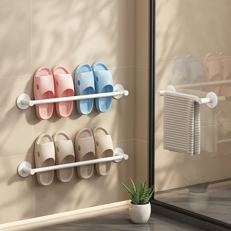 White towel rack No punching toilet wall hanging bathroom single rod rack toilet toilet storage hanger