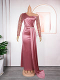 new european and american style plus size african women's bridesmaid dress  train evening gown