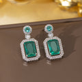 Er-26 silver sea blue zirconium earrings