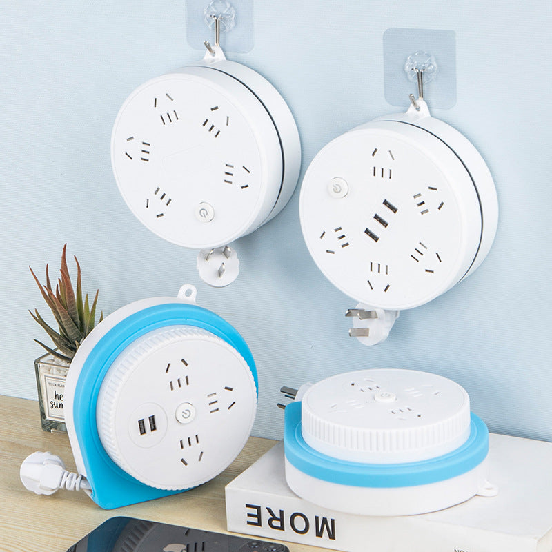 Retractable storage socket with cable Household multi-function USB plug-in board Porous plug-in board Electric plug Drag wiring board