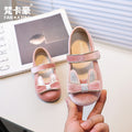 Vancahao niche style design velvet girlbows princess shoes  spring and autumn new arrivalkids small leather shoes