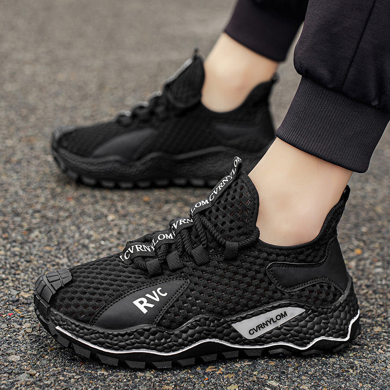 Men's shoes 2026 summer lightweight breathable mesh hollow-out sneakers athletic casual men's running shoes trendy lightweight shoes