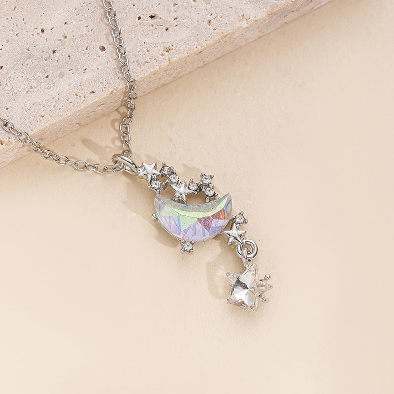 Wholesale alloy butterfly necklace - european & american cross-border e-commerce jewelry - diamond-studded star pendant - unique & versatile moon necklace