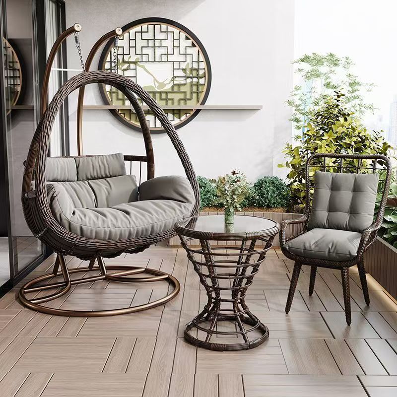 Lazy hammock hanging basket rattan chair for home cradle chair indoor balcony hanging chair courtyard bird's nest hanging plant double swing
