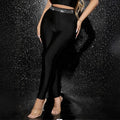 European and american high-waisted rhinestone-embellished sexy shiny leggings - versatile, high-stretch, solid color, high-waisted, slim-fit for everyday wear