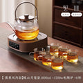 A complete set of wood grain electric ceramic stoves for making tea around the stove, a set of glass teapots for making tea around the stove, and an electric stove