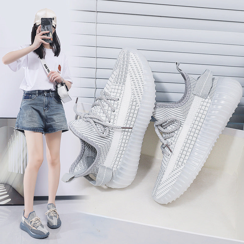 Spring/summer 350 flyknit new arrival: versatile, trendy, casual, athletic, running shoes - soft, flat, sock-style, breathable mesh