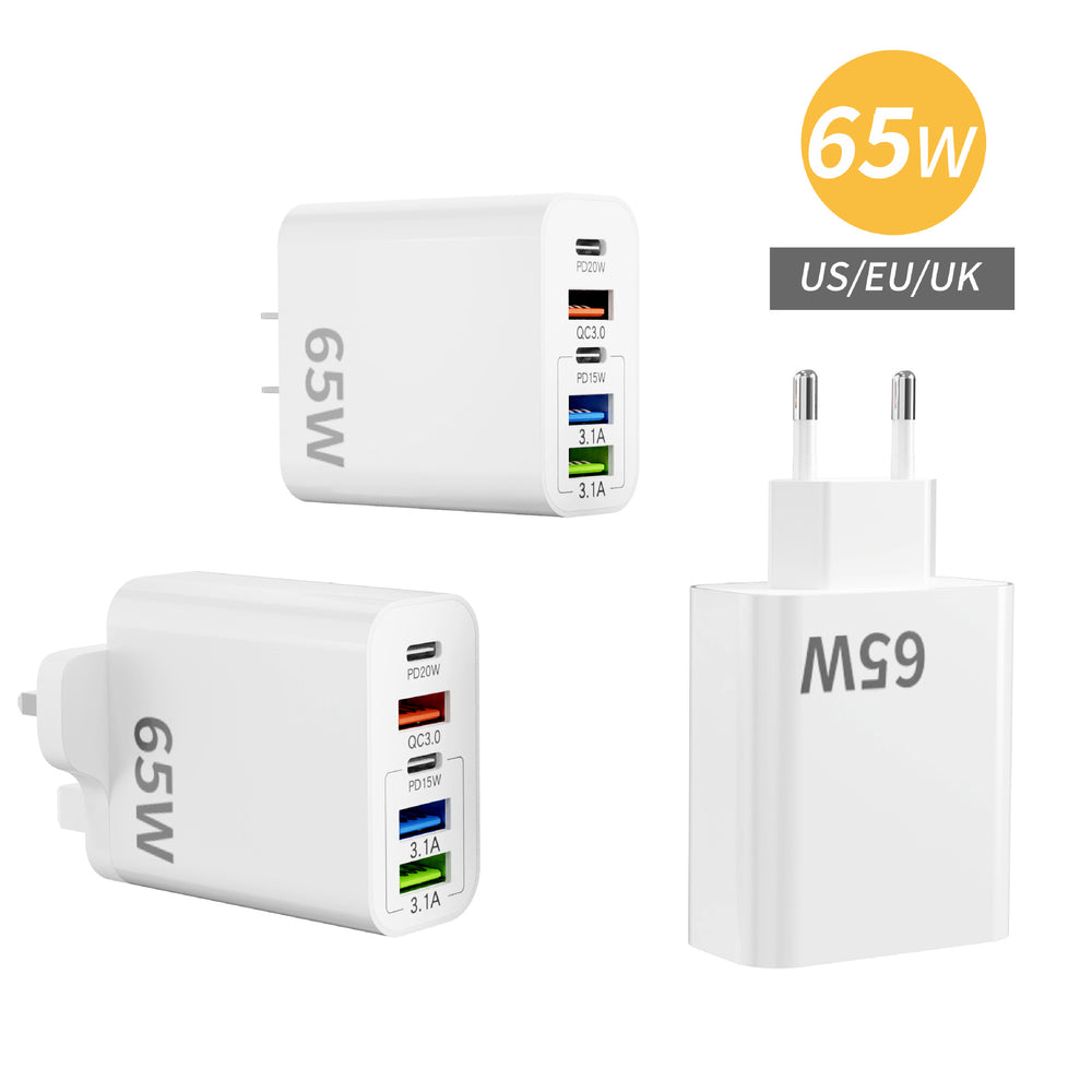pd65w multi-port charger european, american and british standard 2pd+3usb multi-port charging head suitable for apple charging head