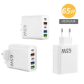 pd65w multi-port charger european, american and british standard 2pd+3usb multi-port charging head suitable for apple charging head