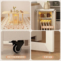French cream style mobile dining table with wheels - space-saving, wall-mounted folding table and chairs for home dining