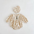 Baby clothes spring autum one-piece baby girl super cute retro style floral bag butt clothes fashionable thin style crawling clothes