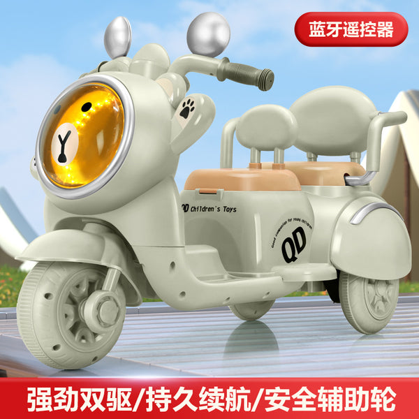 Children's electric motorcycle tricycle boys and girls baby car children can sit charging double remote control toy car