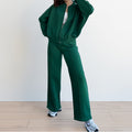 cross-border e-commerce women's fashion: european and american summer new arrivals - solid color zip-up cardigan sweatshirt, stylish casual outfit set