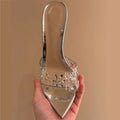 Xd huizhou 2026 autumn new snowflake rhinestone high heel slippers - european & american style, chic, versatile, silver pointed toe