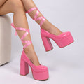 Car model cheongsam catwalk high heels women's thick heel thick solewaterproof platform round toe plus sizefrenchretroflatsflats trendy