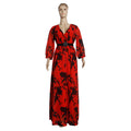 African plus size fashion print chiffon maxi dress with belt - new  collection for  &