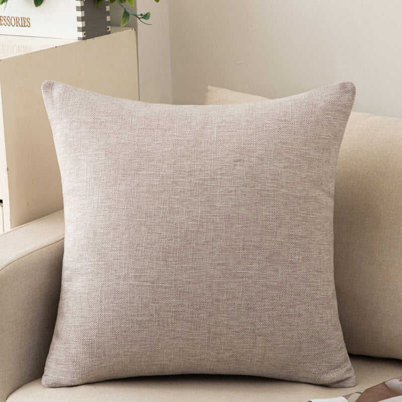 Solid color throw pillow sofa cushion cotton linen style minimalist modern office lumbar pillow square backrest bed headrest pillow