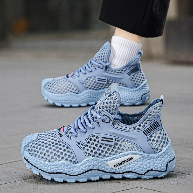 2026 summer breathable mesh men's shoes lightweight soft sole sneakers anti-slip hollow-out casual running shoes versatile mesh shoes