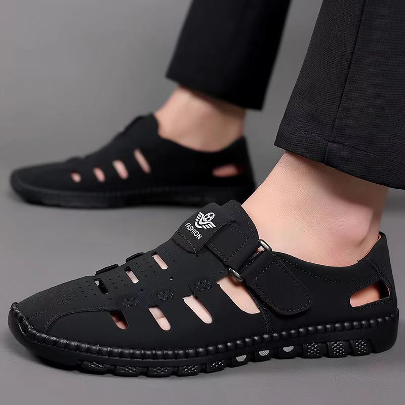 New arrival business hole cool leather shoes men's casual wedding groom british sandals summer breathable youth pointed toe men's shoes