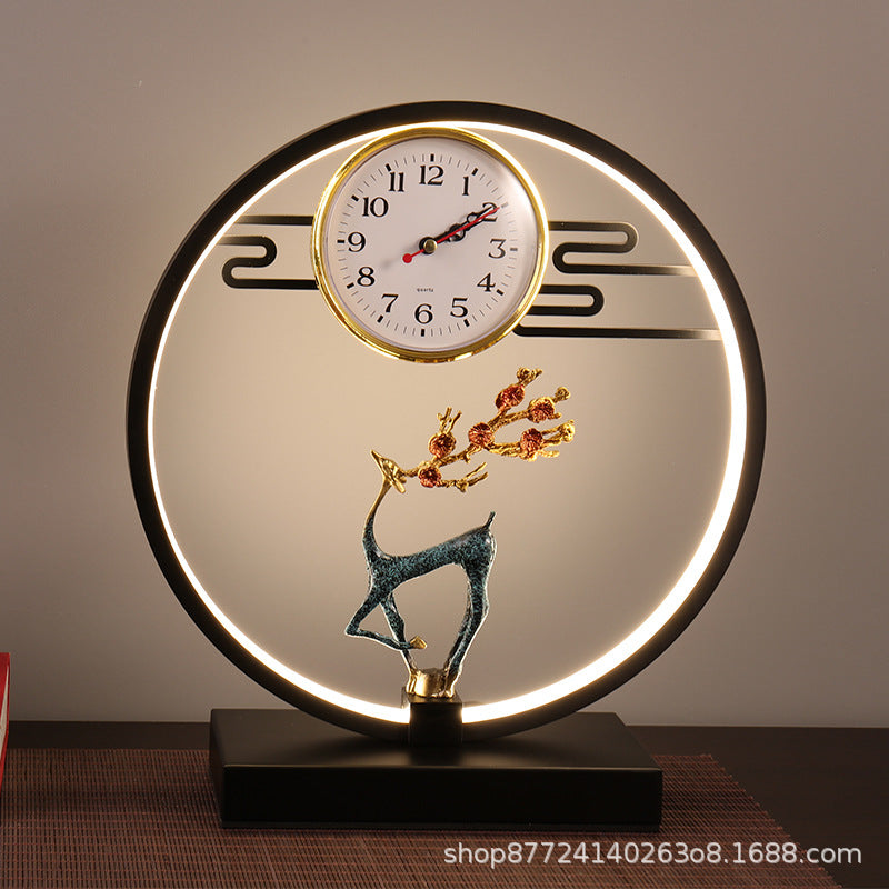 Creative stylish table lamp bedroom bedside lamp clock ornament remote control usb multi-function deer touch lamp