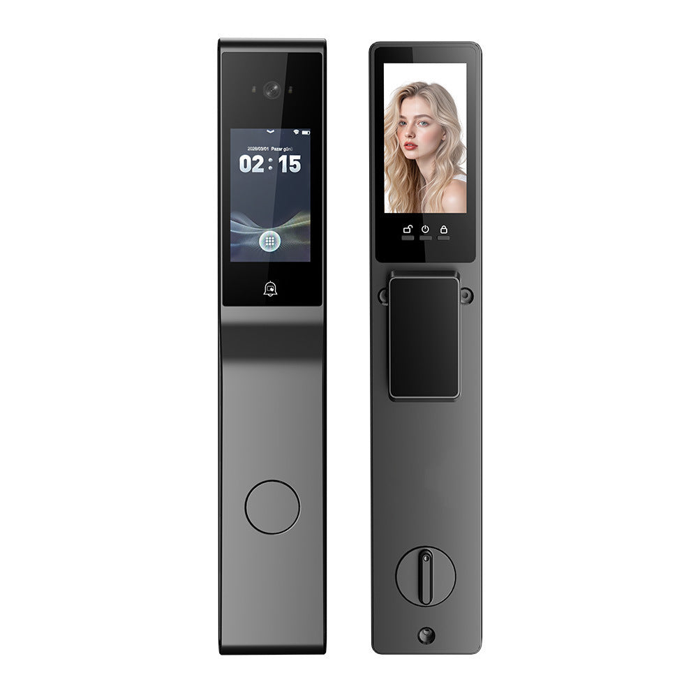 exclusive ai multi-language dual-screen smart door lock tuya app face recognition high-definition doorbell villa security