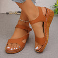 Southeast asia export new arrival wedge thick bottom sandals women's cross-border large size one-piece strap fish mouth velcro beach sandals