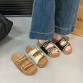 Thick sole heightened slippers women's slippers summer new arrival one-leg retro buckle embroideroutwearfashion birkenstock shoes