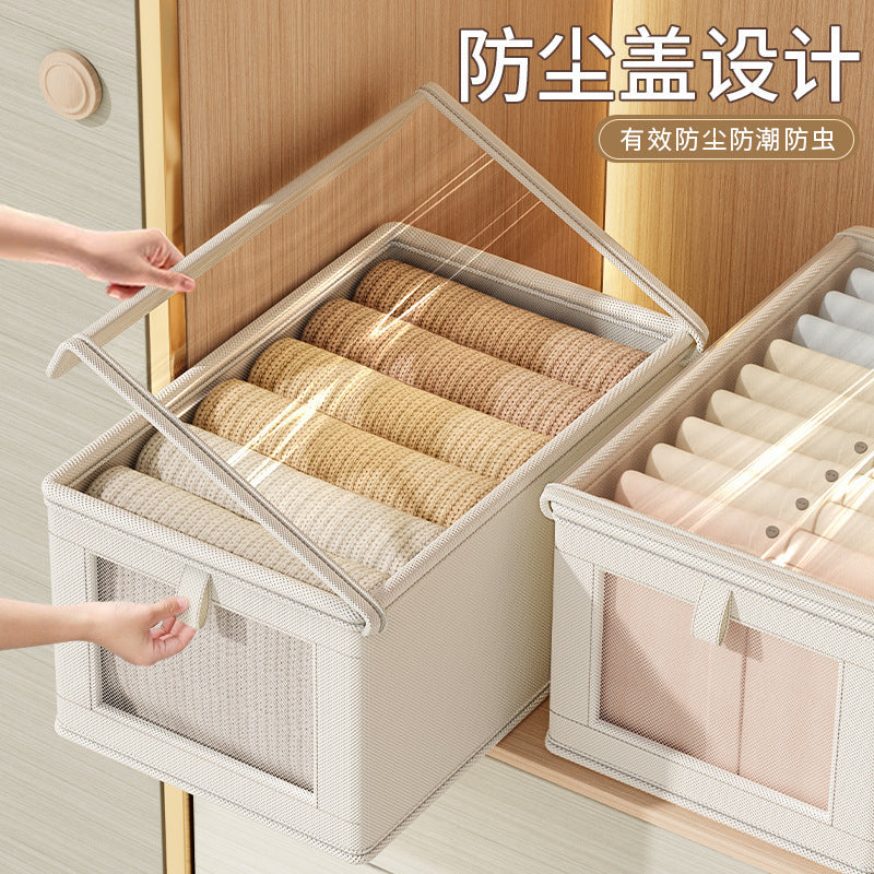 Oxford cloth sundries clothing storage box household clothes dust storage box large finishing box with lid visible