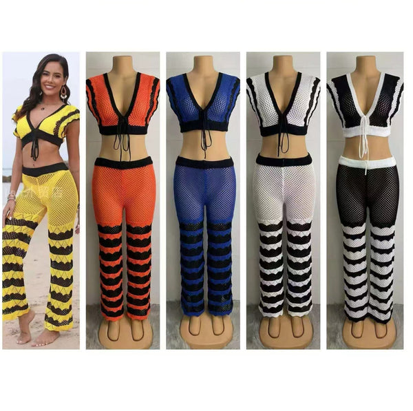 Women's suit  European and American women's clothing contrasting color splicing bikini with two-piece set strap vest + small skirt