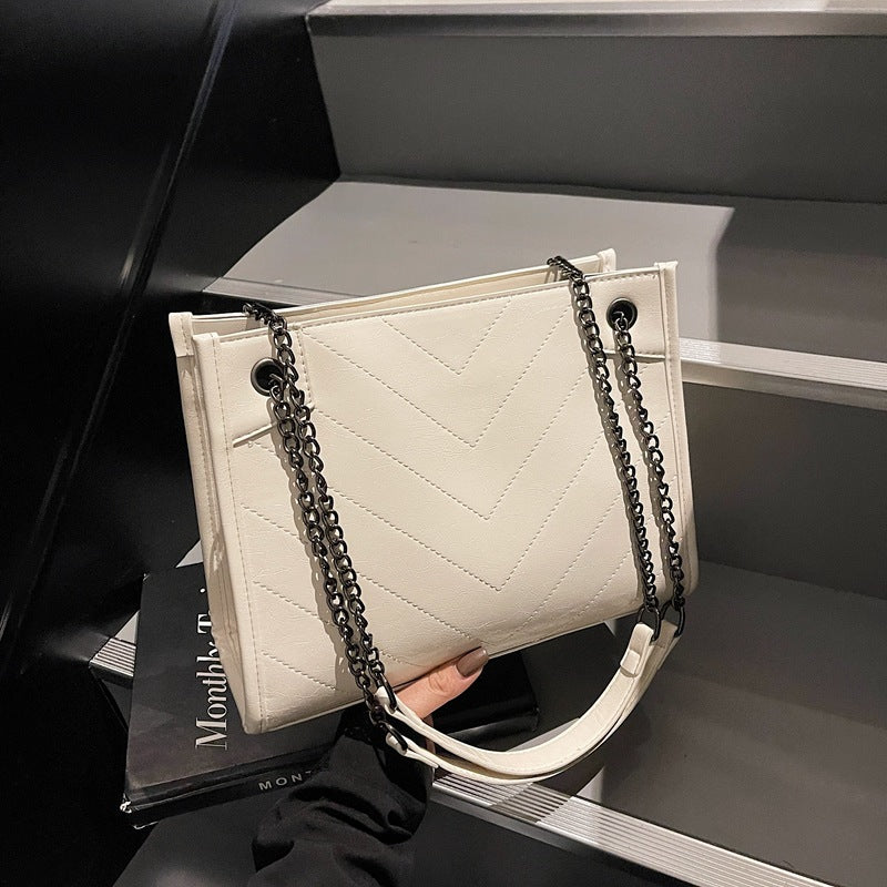 Casual style daily messenger bag tote chain bag women's bag 2025 new large-capacity sewing line shoulder bag