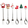 christmas cartoon cutlery gift box stainless steel silicone head spoon fork coffee spoon fruit fork cross-border set wholesale