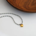 High-end fashion minimalist design titanium steel 18k gold plated necklace, luxury heart clavicle chain, vintage peach heart chain