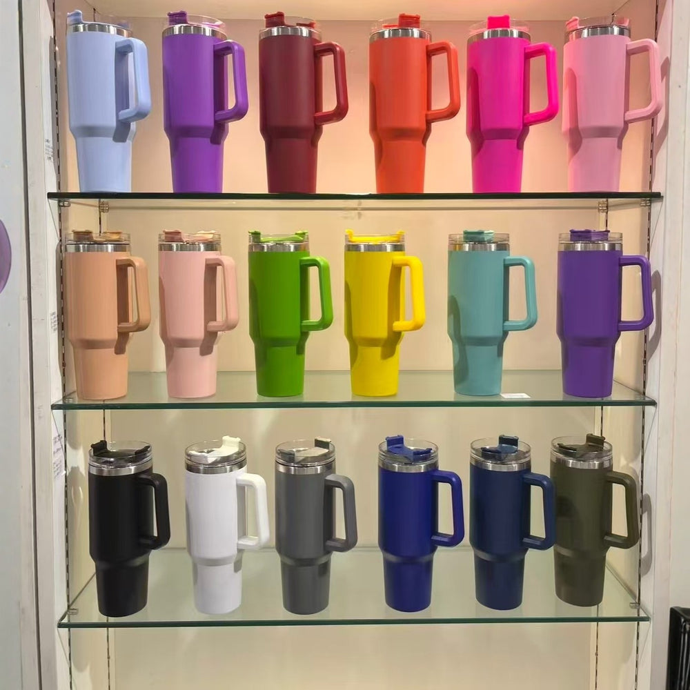 304 stainless steel thermos cup 40oz first generation car cup straw ice cup car large capacity handle cup