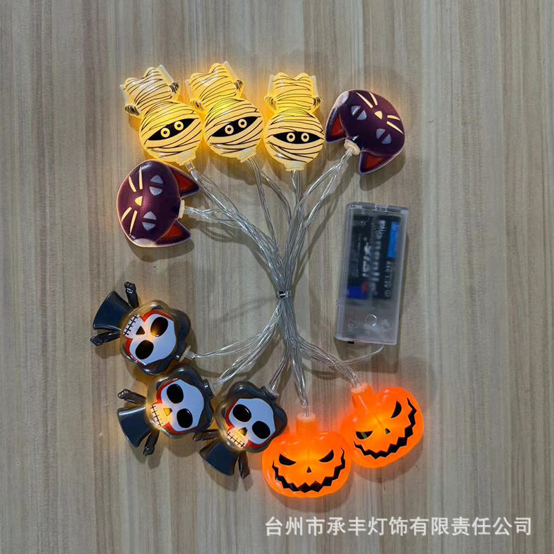 2024 Cross-border New Halloween Light String  Eyeball Skull Pumpkin Light Scene Arrangement Decoration Ambient Light