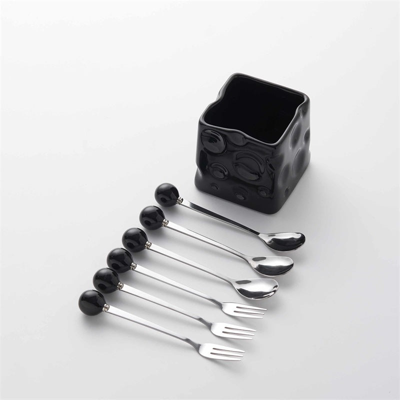 Platform carefully selected ceramic cheese fruit fork suit high-looking fruit fork multi-purpose storage jar factory wholesale