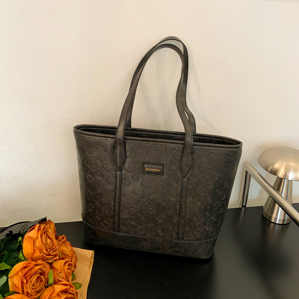 Vintage large capacity women's bag 2025 new autumn/winter light luxury shoulder bag minimalist student school bag women's tote bag