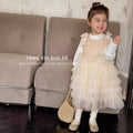 Girls' dress  autumn new arrival: ultra-fairy sequin embroidered children's tulle skirt two-piece princess dress - trendy style