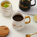 Minimalist ins style mug with lid and spoon - large capacity, nordic design, gold trim ceramic mug - wholesale for couples' gifts