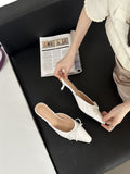 2024 autumn new collection: closed-toe mules, french-inspired mary janes, perfect for dresses, low heel with bow detail