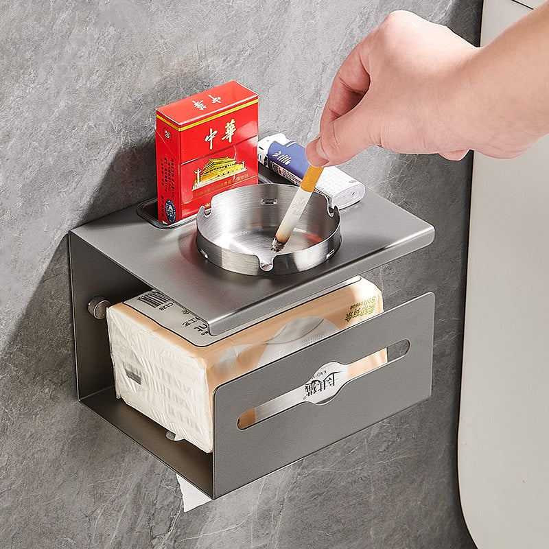 No punching paper towel holder household stainless steel ashtray toilet bathroom fashion trend wall-mounted commercial ashtray