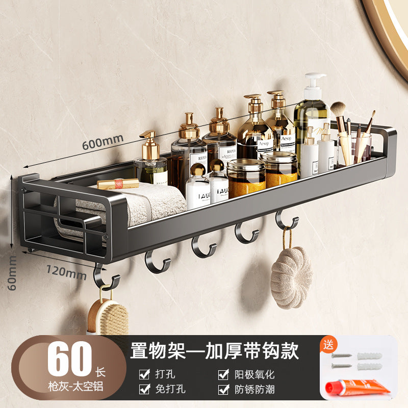 Wholesale Factory Direct Sales Thickened Profile Toilet Shelf Space Aluminum Bathroom Cosmetics Storage Rack No Punching